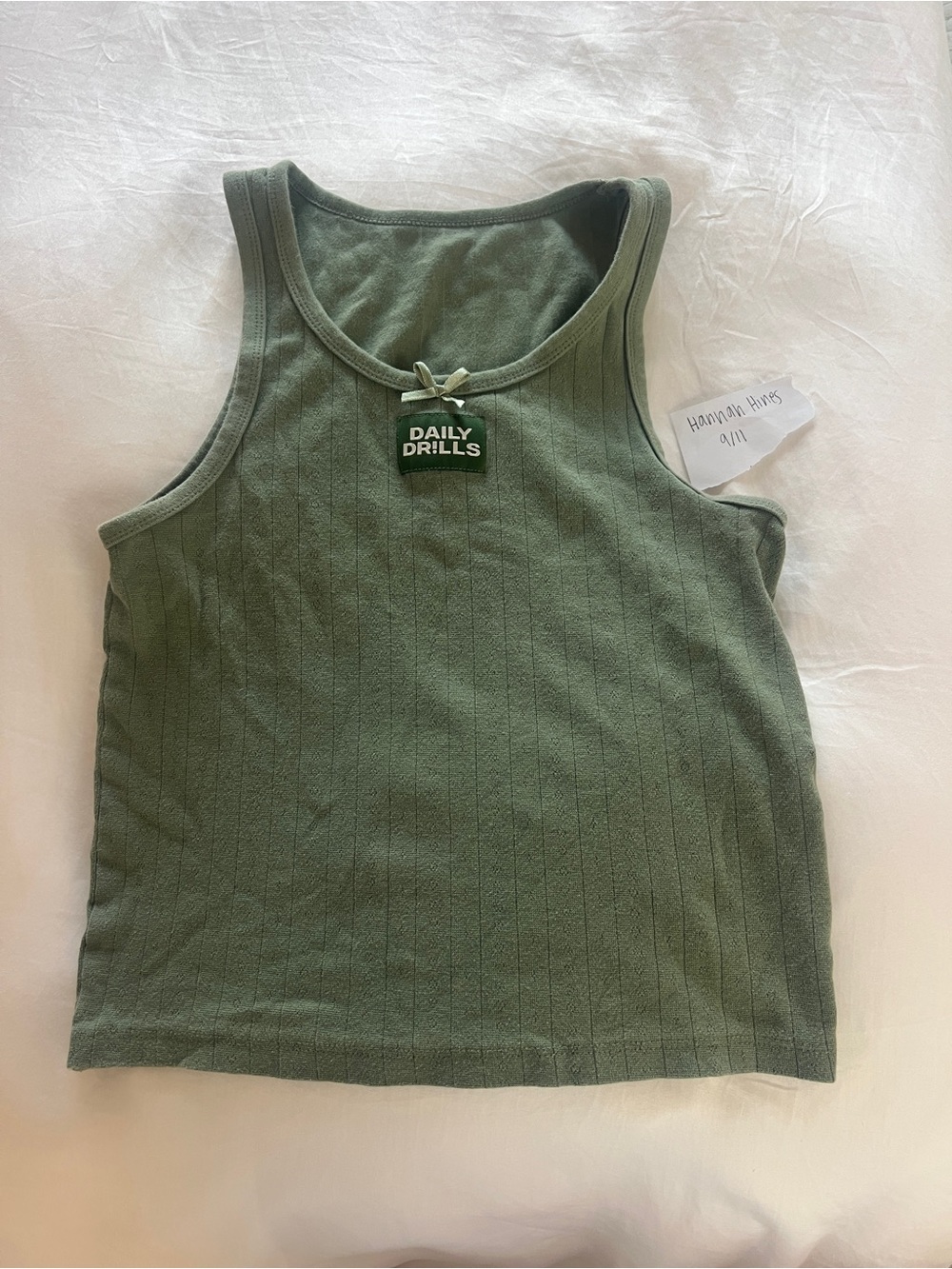 Daily Drills Green Pointelle Tank
